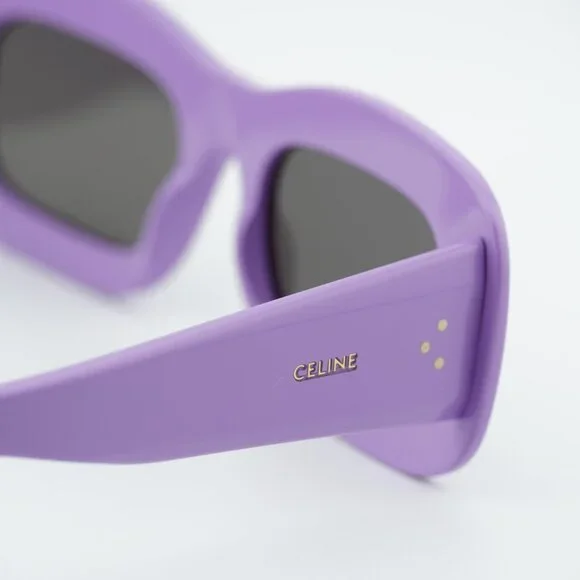 Celine CL40294I 78A Sunglasses Shiny Purple Rectangle Frame, Grey Lenses - Picture 6 of 10